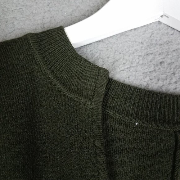 Sandro Sweater Women's 3/ Large Olive Green Oversized Knit Pullover Stretch - Picture 3 of 12